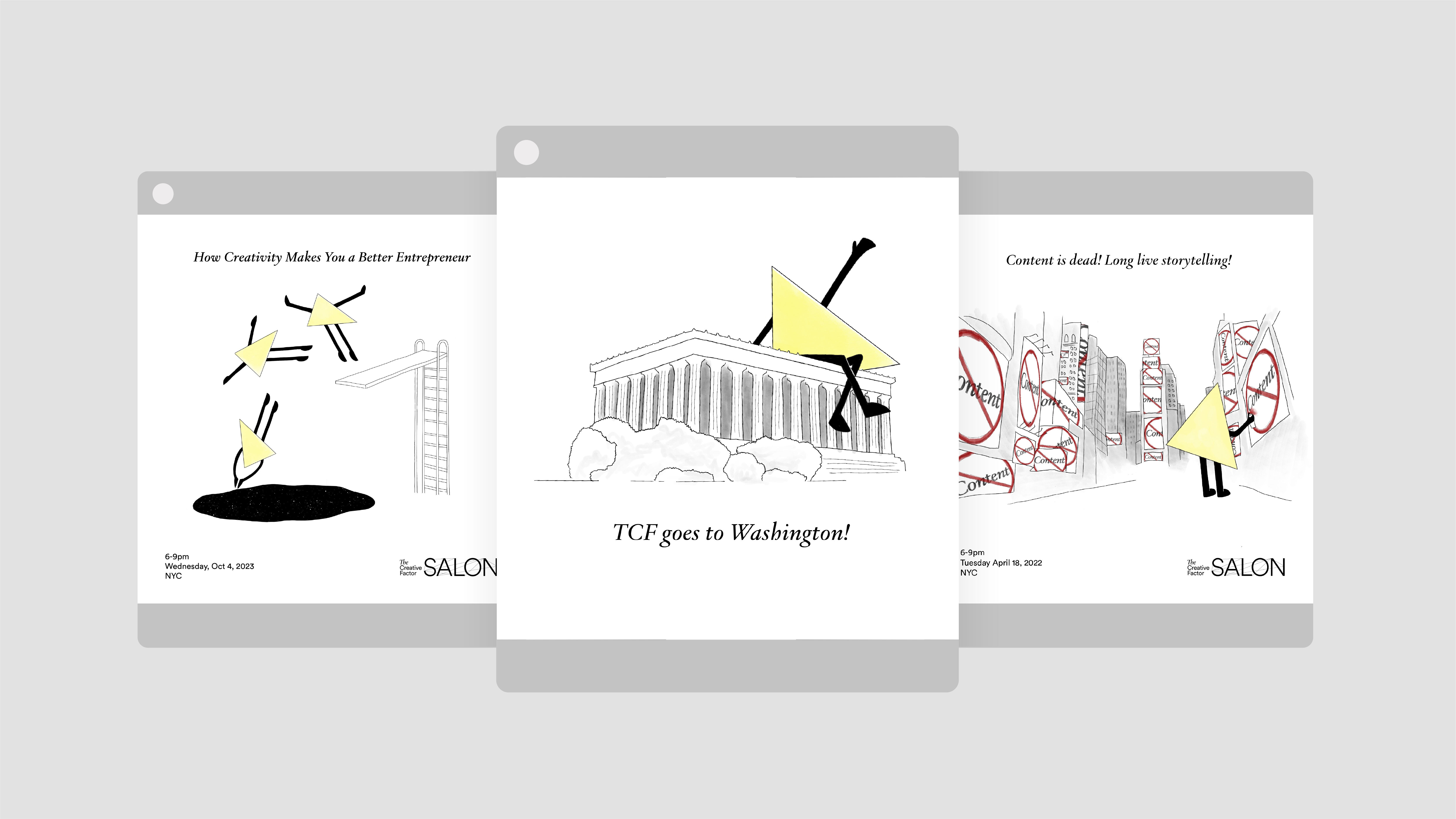 The Creative Factor illustration system showcasing triangular brand elements